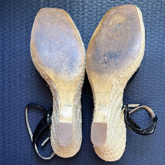 Franco Sarto Black Croc Espadrille Bow Wedge Sandals | Size 8.5 - Picture 7 of 11